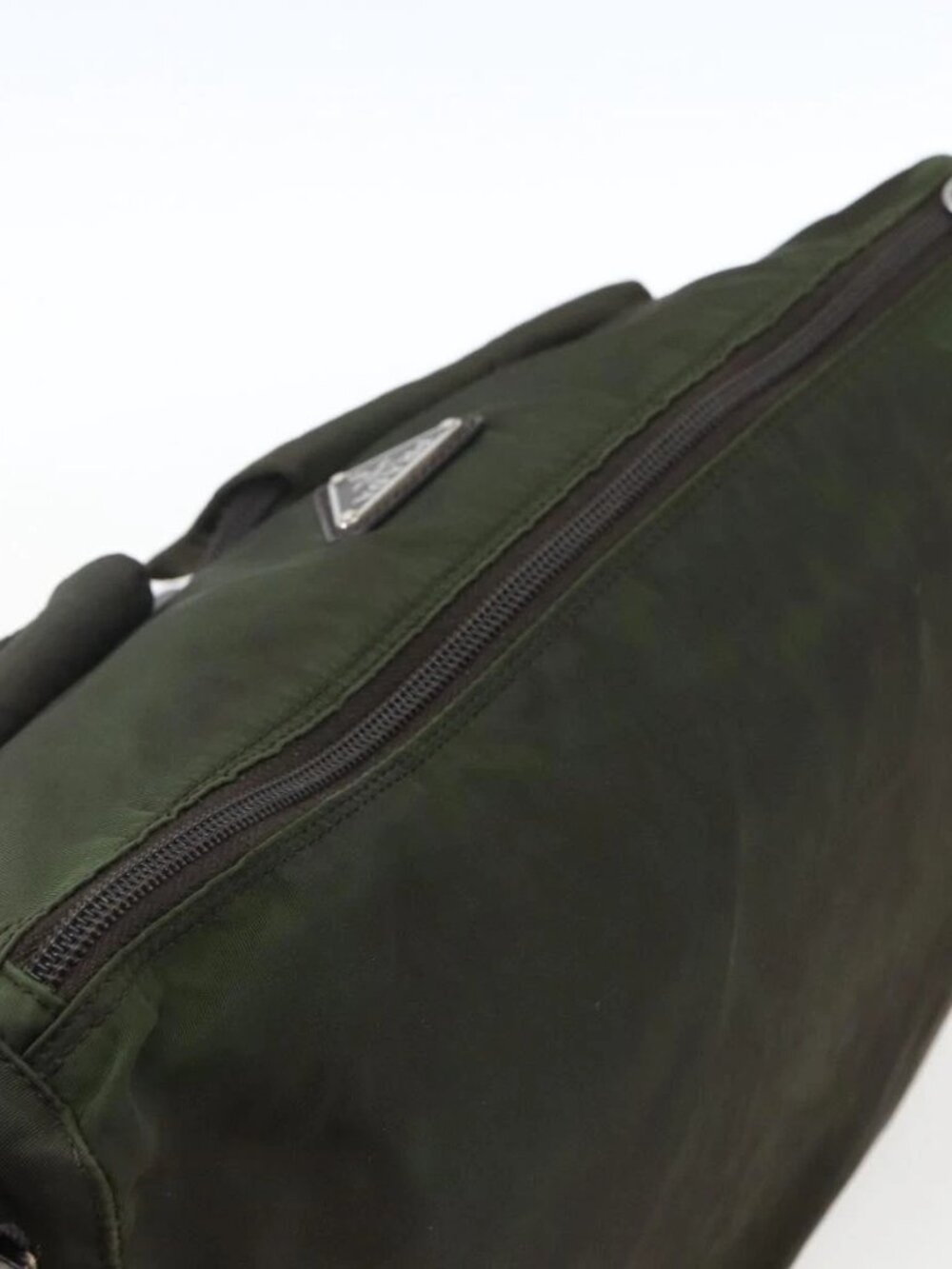 PRADA Shoulder Bag Nylon Khaki Silver Auth mr2000 - Picture 6 of 15